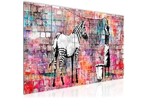 Runa Art Tableau mural XXL Banksy Lavant Zèbre 200 x 80 cm Coloré 5 Parties - 012955c