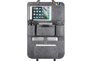 LUCMO Car Seat Back Protector, Car Seat Organiser, Back Seat Organiser with Tablet/Phone Storage, Waterproof Multifunctional Car Storage Bag with Many Bags