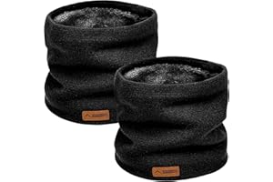 Gucass Lot de 2 Tour de Cou Écharpe Homme Hiver, Gaiter Masque Cache-Cou Épais Doublure Polaire, Unisexes Chaud Tricoté Snood Tubulaire Foulard pour Marche Course Ski L'extérieur Usage