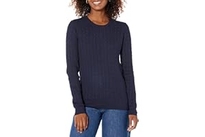 Amazon Essentials Jersey de Cuello Redondo y Manga Larga en Ligero Punto Trenzado (Disponible en Tallas Grandes) Mujer