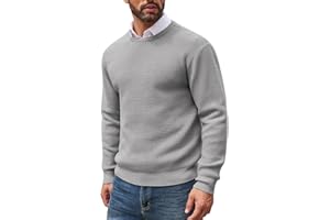 COOFANDY Herren Pullover Waffelstrick Strickpullover Winter Modern Einfarbig Männer Pulli mit Rundhals