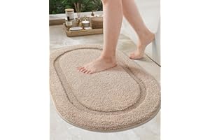 COLOR&GEOMETRY Tappeto Bagno Beige 61x110 cm, Antiscivolo, Morbido, Lavabile, Assorbente per Pavimento, Doccia, Lavandino, Vanità