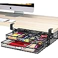 Homeify Under Desk Drawer Organizer Clamp-On, Mesh Metal Desk Drawer Attachment, 2 Drawer Slide Out, On Desk Or Under Desk Organizer For Office Supplies & Home Essentials (2 Drawers)