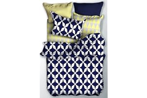 ‎DECOKING DecoKing 5590 Komplet pościeli 200x200 cm z 2 poszewkami na poduszki 80x80 Mikrofibra zamek błyskawiczny Basic Marine niebieski ciemnyniebieski biały żółty szary