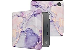 Caweet Étui pour Tolino Vision Colour 2024 et Kobo Libra Colour (Modèle: N428), Couverture Ultra Mince avec Auto Sleep/Wake, Marbre Lilas
