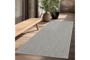 ‎THE CARPET the carpet Mistra - Moderner In- und Outdoor Teppich, perfekt für das Wohnzimmer, Schlafzimmer oder die Terrasse, Wetterfest, langlebig und pflegeleicht, Grau, 80 x 200 cm