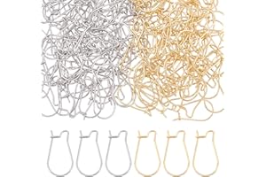 DICOSMETIC 200 Uds. 20mm Ganchos para Pendientes de Color Dorado Y Acero Inoxidable Pendientes de Aro Hipoalergénicos con Alambre para la Oreja de Riñón para la Fabricación de Joyas, Pin: 0.7 mm