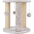Amazon Basics Round Cozy Cat Tree | 43.6 X 49 CM | Beige | Natural Jute Fiber Round Cat Tower | Rope Scratching Posts With Hanging Balls | Long-Lasting Quality