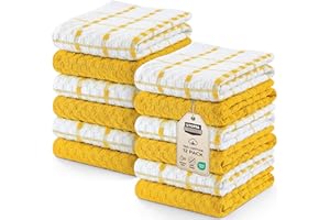 ‎UTOPIA TOWELS Utopia Towels - Ręczniki kuchenne, opakowanie 12 sztuk, 38 x 64 CM, 100% bawełny Ring Spun, super miękkie i chłonne lniane ręczniki do naczyń (Żółty)
