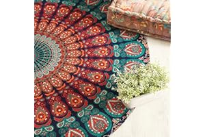 Popular Handicrafts Arazzo rotondo indiano mandala rotondo spiaggia arazzo appeso alla parete hippy Boho zingaro tovaglia in cotone, rotondo yoga foglio 127 cm