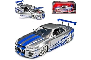 JA-DA Nisan Skyline GT-R R34 Argent Brian's Paul Walker The Fast and The Furious 1/24 Jada Modèle de voiture