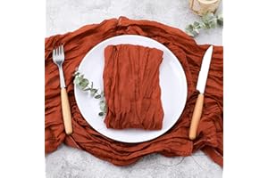 Dloapesy Cheesecloth Gauze Napkins with Wrinkled, Set of 6, Weddings Decorative Napkins, Dinner Parties, Everyday use Napkins ( 50cm*50cm) (Terracotta)