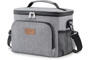 Lifewit Borsa Termica Porta Pranzo 9L, Borse Frigo Piccola Pranzo Ufficio per Uomo e Donna, Impermeabile Lunch Bag con Tracolla per Lavoro, Mare, Viaggio, Grigio