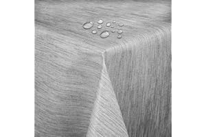 DHT-WACHSTUCH Wachstuch Wachstischdecke Gartentischdecke Tischdecke Robuste Leinen Prägung Hellgrau Breite & Länge wählbar 120 x 200 cm Leinenstruktur Leinenoptik abwaschbar