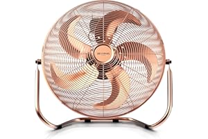 ‎BRANDSON Brandson - Windmaschine Retro Stil 120 Watt - Ventilator in Kupfer - Standventilator 50cm - Bodenventilator - hoher Luftdurchsatz - stufenlos neigbarer Ventilatorkopf - Kupfer