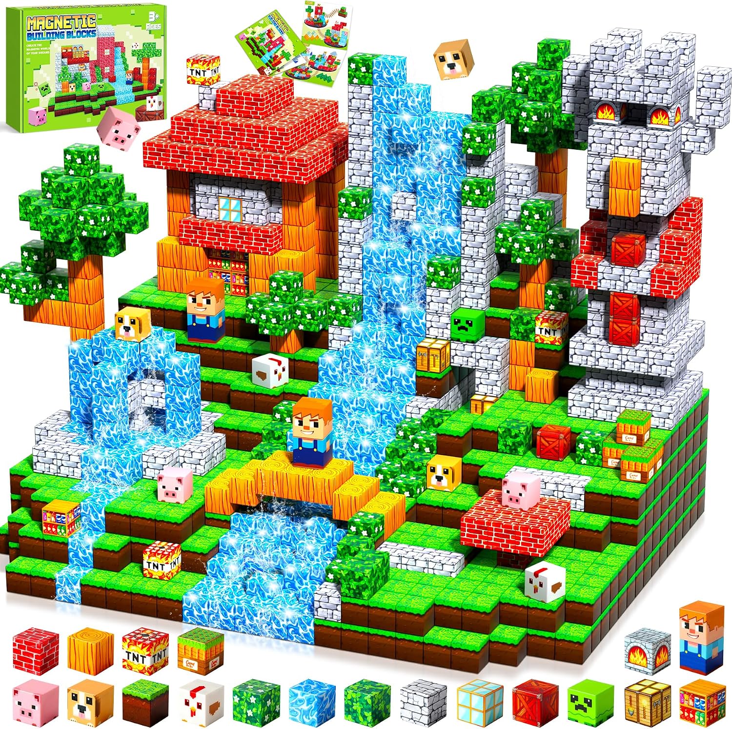 Pourbibi Bloques Magneticos Construccion Niños,Magneticas Niños,Juguetes Niños 3 Años,Piezas Construcciones Magneticas,Juguete Creativo Montessori para 3 4 5 6 7 8 9 10 Años