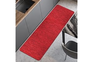 Comart - Tappeto Cucina Nancy - Antiscivolo - Lavabile in Lavatrice - Moderna Passatoia in Ciniglia - Runner per Corridoio e Cucina - Morbido e Resistente - Made in Italy - Rosso - 50x170 cm