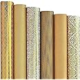 KidsyWinsy Premium Gift Wrapping Paper Sheets (Gold, Pack Of 48) With Tags, Ribbon Bows, Confetti | Gift Wrap Paper For Packing | Wrapping Sheets For Birthday, Wedding Anniversary, Festive Occasions