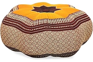 ‎LIVASIA Livasia Meditationskissen Stern groß, Yogakissen mit Kapok, Pouf, Bodenkissen sternförmig Yoga Zen Meditation, Zafukissen Garten Balkon, Sitzkissen handgefertigt Ø 40x20cm