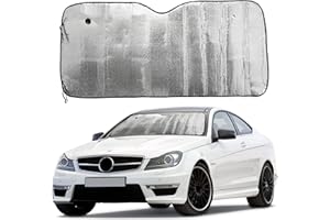 PLASTIFIC Universal Foldable Silver Car Windshield UV Visor Cover Front Rear Window Shade to Block UVR Keeping Your Vehicle Cooler (Silver, 130 x 60cm)