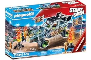 Playmobil 71044 Cascadeur et Buggy - Stuntshow - avec Un Personnage, Un véhicule Tout-Terrain et des Flammes - Promo Pack - Spectacle de cascadeurs - Univers des Sports mécaniques - Dès 4 Ans