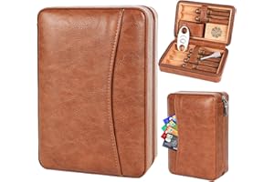 M TIME C CLUB Platz für 6 Zigarren, Zigarrenhumidor, hochwertiges Leder, Zigarrenkiste, Zigarrenschneider, tragbarer Reise-Zigarrenhumidor mit Befeuchter, Kartenfach, Männer