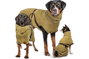 Rudelkönig Hundebademantel aus 100% Baumwolle - Saugstarker Bademantel Hunde groß - Kuscheliger Hunde Bademantel gross