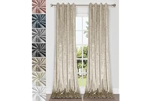 HOME DIRECT Coppia di tende in velluto riccio, con occhielli, tenda, non foderate, 2 pannelli, 140 x 175cm Beige