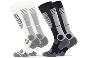Occulto CHAUSSETTES de SKI pour FEMME (2 PAIRES), CHAUSSETTES HAUTES de SPORT d'hiver transpirable