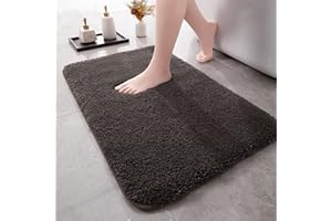 chakme Tappetino da bagno antiscivolo, 51 × 81 cm, in morbida microfibra, lavabile, per la casa, il bagno, la camera da letto e la lavanderia, grigio scuro