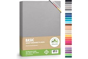 leevitex® Boxspringbett & Wasserbett Spannbettlaken | 100% Baumwolle | Markenqualität | Ökotex | 200 x 220 cm + 40 Steg - Grau