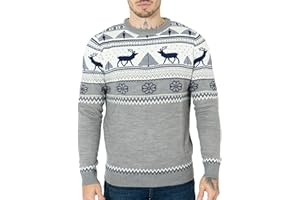 NOROZE Pullover da Uomo con Motivo Alce Merry Christmas, con Renne, Elfo, Calcio FC, da Uomo