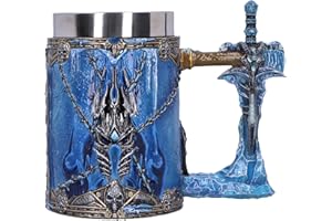 Nemesis Now Chope World of Warcraft The Lich King, résine, bleu, tasse à bière officielle World of Warcraft, insert amovible en acier inoxydable, coulée dans la meilleure résine, peinte à la main