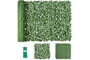 WUHUHAI Artificial Ivy Leaf Privacy Fence Screening Hedge Roll 3m x 1m Wall UV Protection Green Leave Screen Panels for Weeding Party Garden Wall Decoration