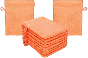 Betz Premium Lot de 10 Gants de Toilette en éponge lavettes pour Le Visage en 100% Coton Gant de Toilette pour bébé Couleur Orange