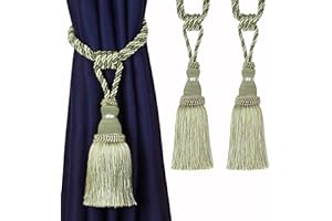 BEL AVENIR - Alzapaños decorativos para cortinas, hechos a mano, elegantes lazos de cuerda, borlas para cortinas (verde, 2)