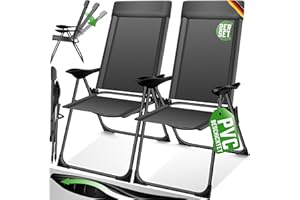 KESSER® Set di 2 sedie da Giardino, Sedia Pieghevole in Alluminio con Schienale Alto Regolabile in 7 direzioni con braccioli, Sedia da Balcone, Sedia da Campeggio Pieghevole Traspirante