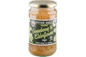 Otter Vale Gooseberry and Elderflower Chutney, Gooseberry Fruit with More Than a hint of elderflower, Hand-Made in Devon, Gluten-Free, 500 g Glass jar