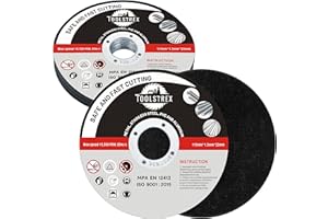 TOOLSTREX Angle Grinder Discs 10-Piece, Strong and Durable, Ultra -Thin Metal Cutting Discs for Fast & Precise Cutting of Steel, Iron, Aluminum, & Ferrous Metals - 115mm x 1.2mm
