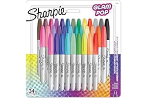 Sharpie Pennarelli indelebili Glam Pop | Punta fine per dettagli decisi | Colori assortiti | 34 pennarelli