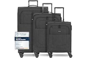 REDOLZ Koffer-Set 3-teilig für Damen & Herren | leichte & stabile Reise-Trolleys, hochwertiges Softcase, 4 Doppelrollen & TSA-Schloss |erweiterbar mit Dehnfalten (Essentials 12)