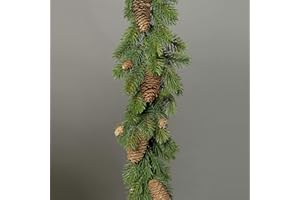 mucplants Tannengirlande aus Kunststoff mit echten Zapfen künstliche Girlande Tanne Spritzguss (170 Tannenspitzen)