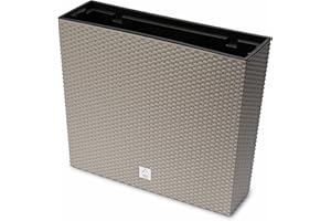 VALLE VERDE Jardinière 2 en 1 - Bac à fleurs avec insert - Pour la maison, le jardin, la terrasse - En plastique, aspect rotin, rectangulaire - 49,8 x 58 x 18 cm (Mocca)