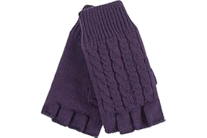 HEAT HOLDERS - Ladies Cable Knitted Winter Thermal Fingerless Gloves