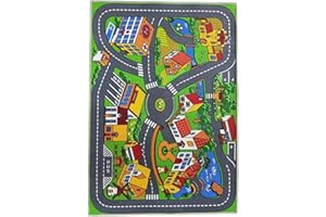 ALFOMBRAS IBERIA Alfombra de Juegos Infantil con Carretera y Ciudad | Tapete Educativo para Niños | Alfombra para Niños para Jugar con Coches | Lavable y Resistente | 133x93 cm