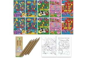ihoot Colouring and Fun Kids Activity Packs Bundle | Party Bag Fillers for Kids | 10x A6 Colouring Activity Books and 10x Packs of Colouring Pencils | Kids Colouring Books, Kids' Party Favours