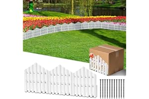 COOTENTLER Garden Edging Border 4m x 37cm Tall with 14pcs Pegs Lawn Edging Flexible Plastic Garden Borders Edging for Flower Bed Gravel & Grass Path Yard Fence No Dig Lawns Edge (White)