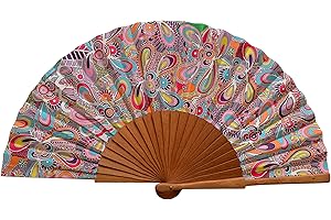 ‎TUSITALA BARCELONA Tusitala Barcelona Spanischer Handfächer Lazos – Holz und Baumwolle – 23 cm – Etui und Hülle aus Jute – Modeaccessoire – Handgefertigt in Spanien – Events und Geschenke – Kollektion Geometries