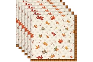 Arquiel Servilletas de Hoja de Arce Tela de Cocina, Servilletas de 6 de Tela 100% Algodón Suaves Cómodas Lavables Reutilizables Servilletas de Mesa para Cenas Familiares, Cócteles, Bodas