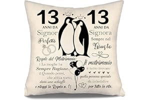 Aosumin 13 ANNI da Signor Perfetto 13 ANNI da Signora Sempre nel Giusto Regalo Anniversario di Matrimonio Copricuscini per Coppia Marito Moglie Felice Anniversario di Matrimonio(13-b)